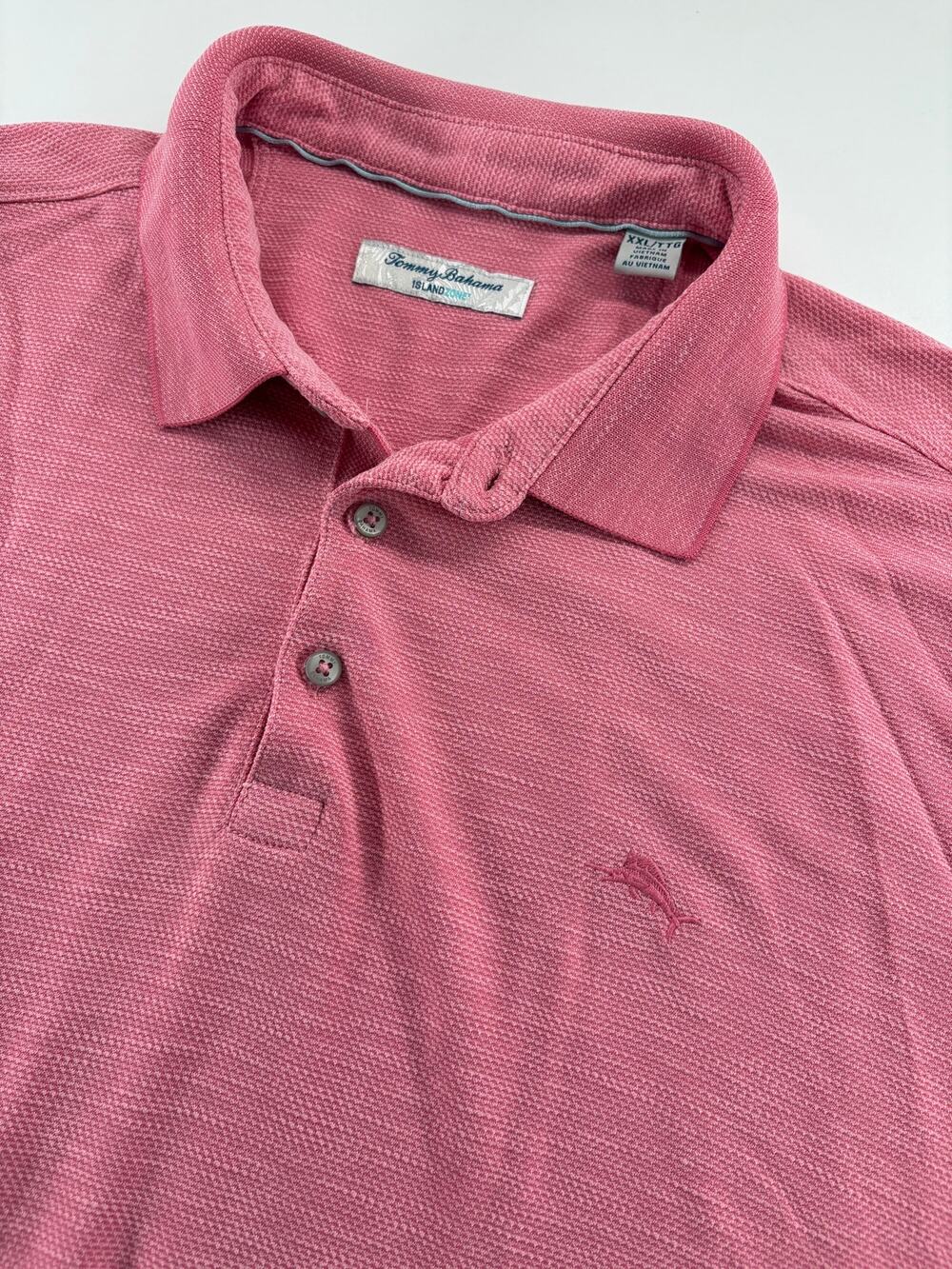 Tommy Bahama Island Zone Polo Men's XXL Coral Pink Heather Pique GUC